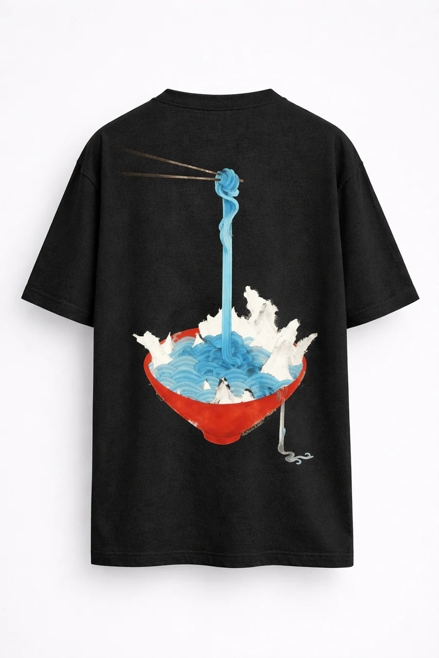 Surreal Minhwa Noodle Wave Graphic T-Shirt — Ocean Bowl Edition