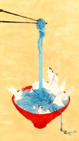 Surreal Minhwa Noodle Wave Graphic T-Shirt — Ocean Bowl Edition