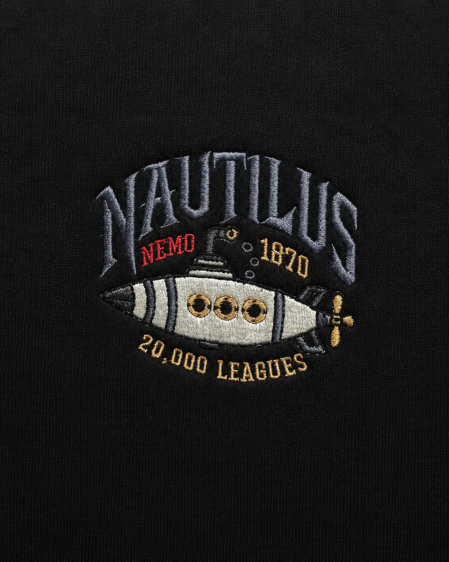 Nautilus Submarine Embroidered Black Crewneck Sweatshirt