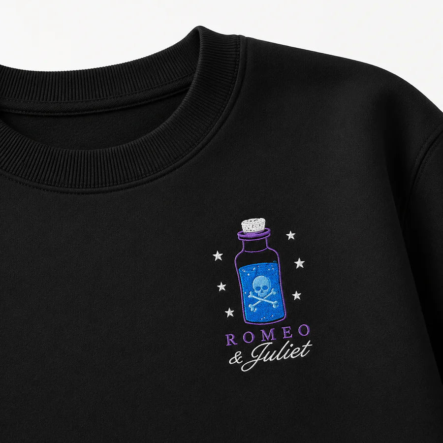 Star-Crossed Lovers Poison Bottle Embroidered Crewneck