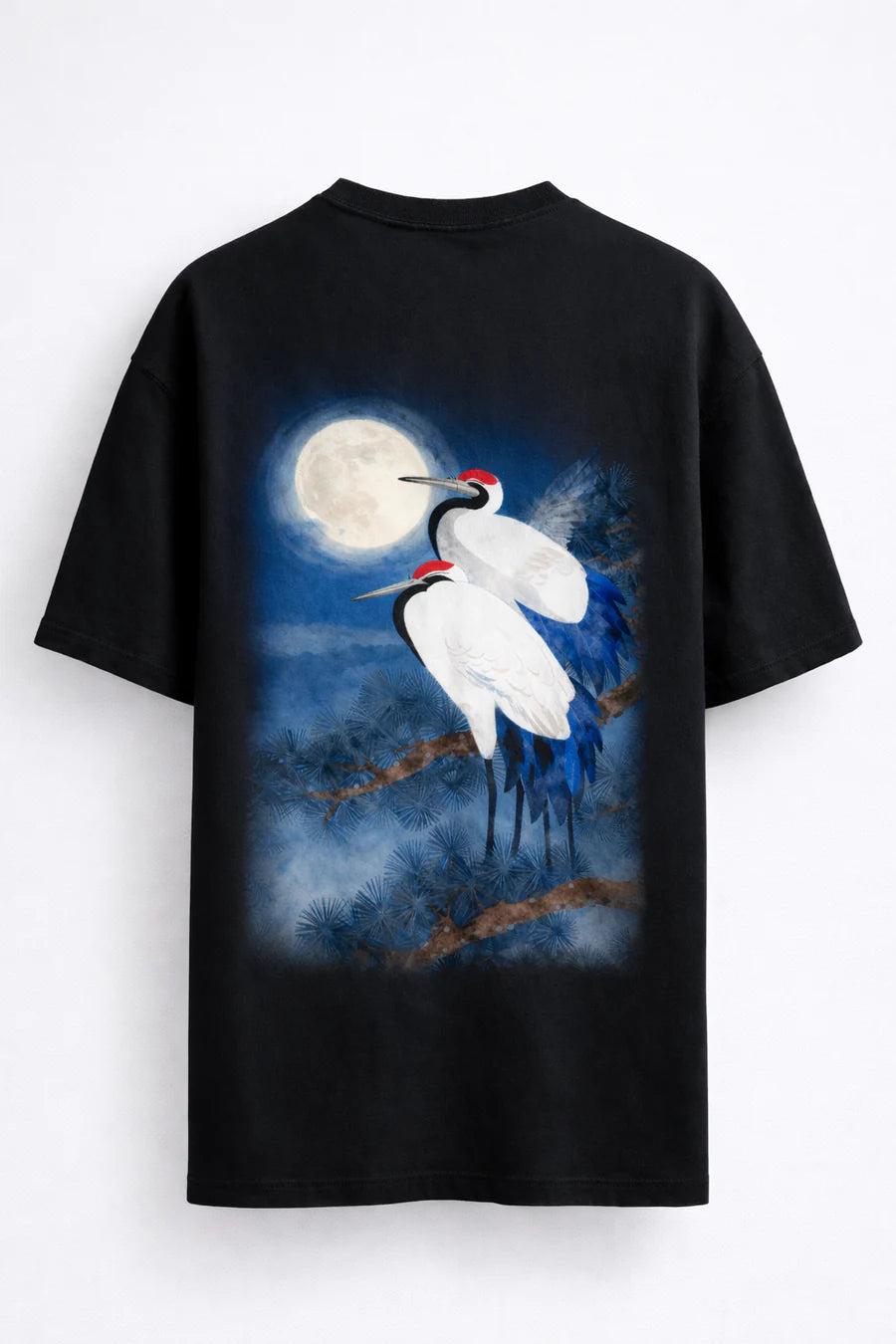 Moonlit Cranes — Eastern Archive Graphic Oversized T-Shirt
