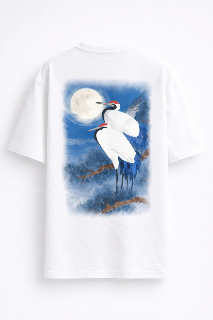 Moonlit Cranes — Eastern Archive Graphic Oversized T-Shirt