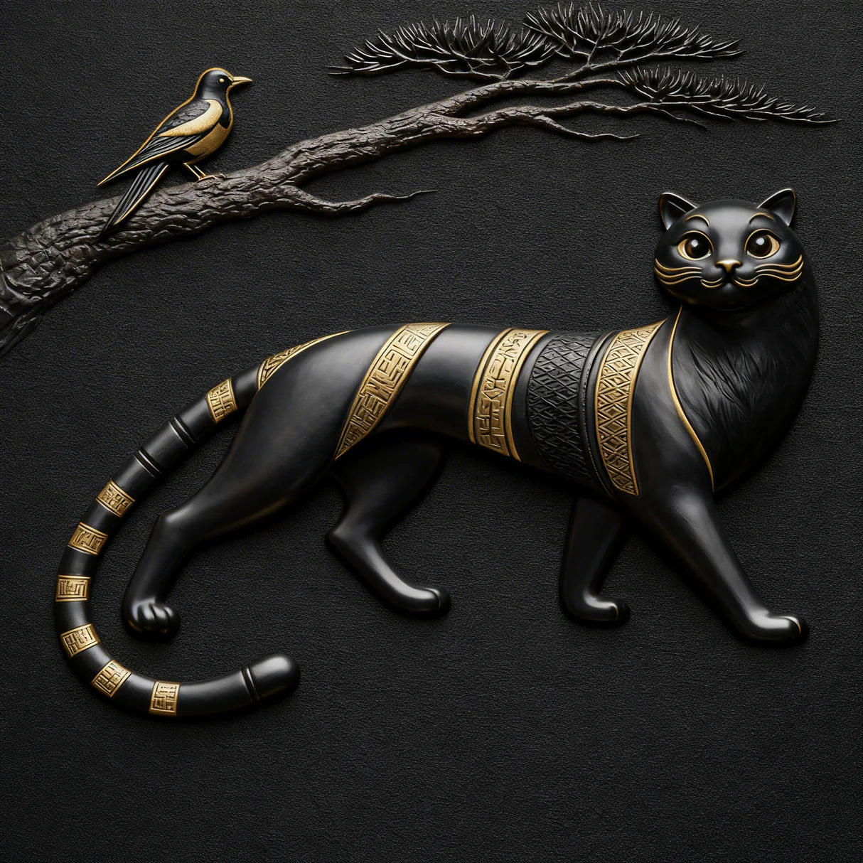 Korean Minhwa Tiger Graphic T-Shirt — Minimal Ink Wash & Gold Accent Design